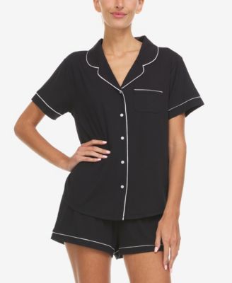 Women's Annie Button Down Shorty Notch Pajama Set, 2 Piece