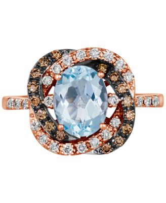 Blue Topaz (1-7/8 ct. t.w.) & Diamond (3/8 ct. t.w.) Halo Ring in 14k Rose Gold