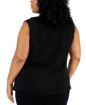 Kasper Plus Size Ruffled Button-Up Blouse