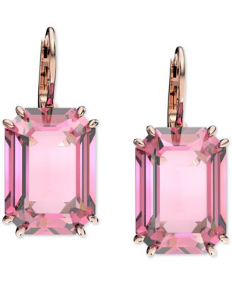 Swarovski - Silver-Tone Octagon Crystal Drop Earrings