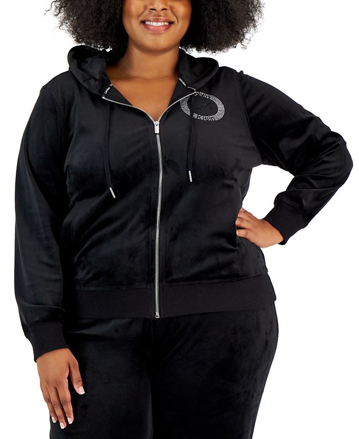 Calvin Klein Plus Size Velour Rhinestone-Embellished Graphic Hoodie &  Reviews - Jackets & Blazers - Plus Sizes - Macy's