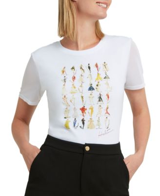 H Halston - Women's Designer Sketch Cotton T-Shirt
