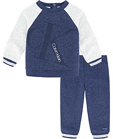 Baby Boys Monogram Raglan Sweatshirt and Joggers Sweatsuit Set, 2 Piece