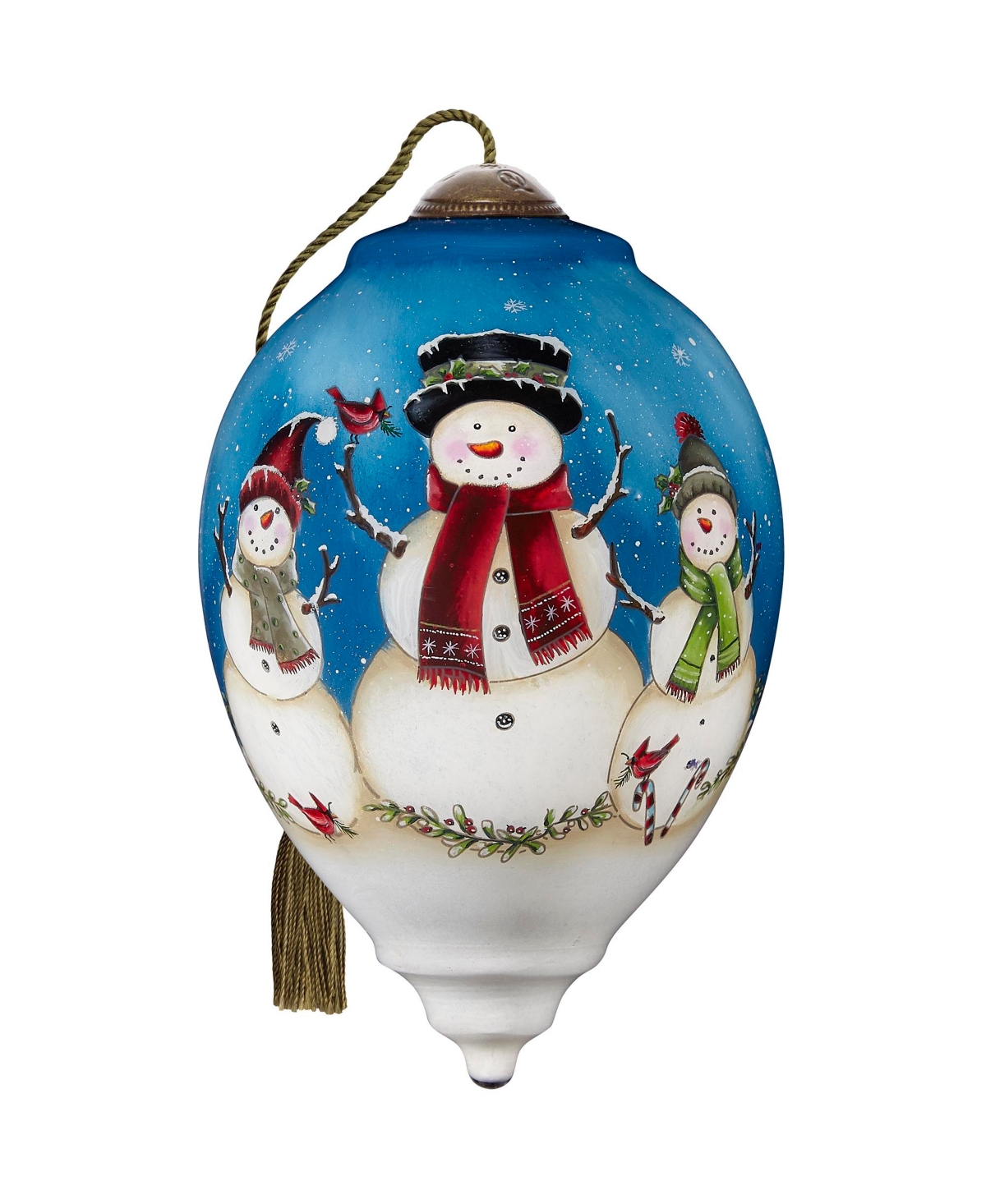 Precious Moments Ne'qwa Art 7221112 Snowflakes, Friendship, And Winter Cheer Hand-painted Blown Glass Ornament In Multicolor