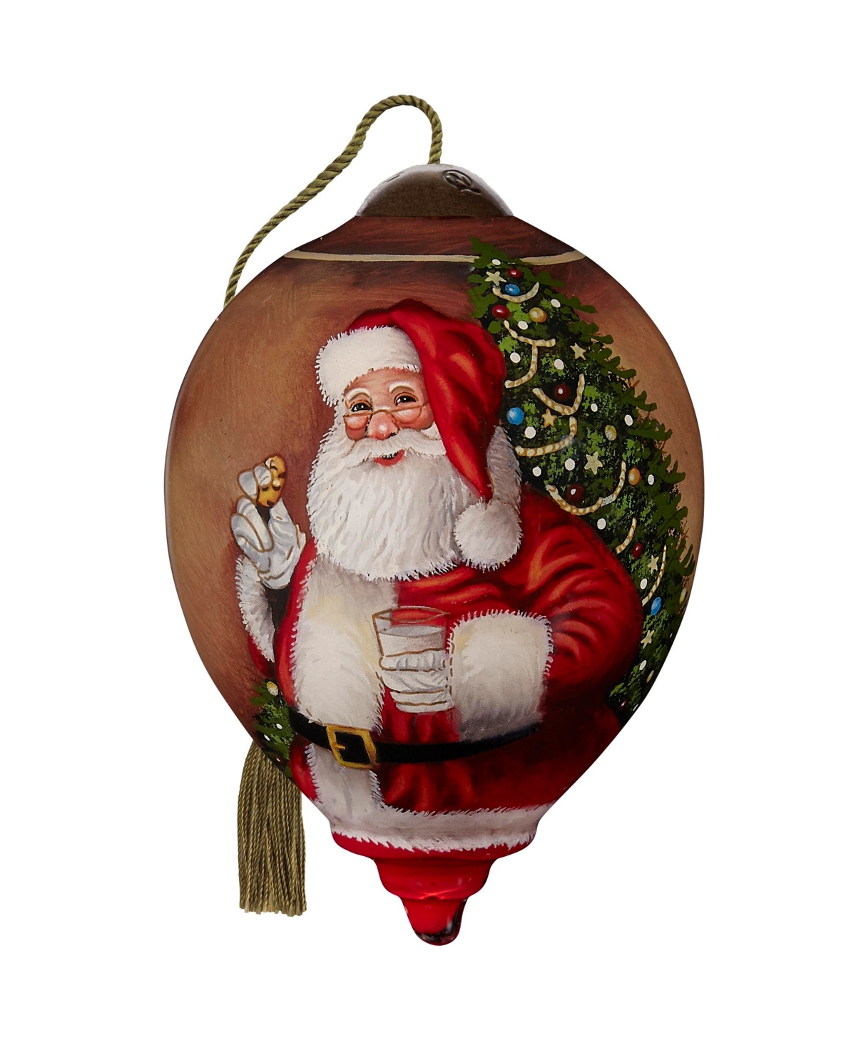 Precious Moments Ne'qwa Art 7221123 Milk And Cookies For Santa Hand-painted Blown Glass Ornament In Multicolor