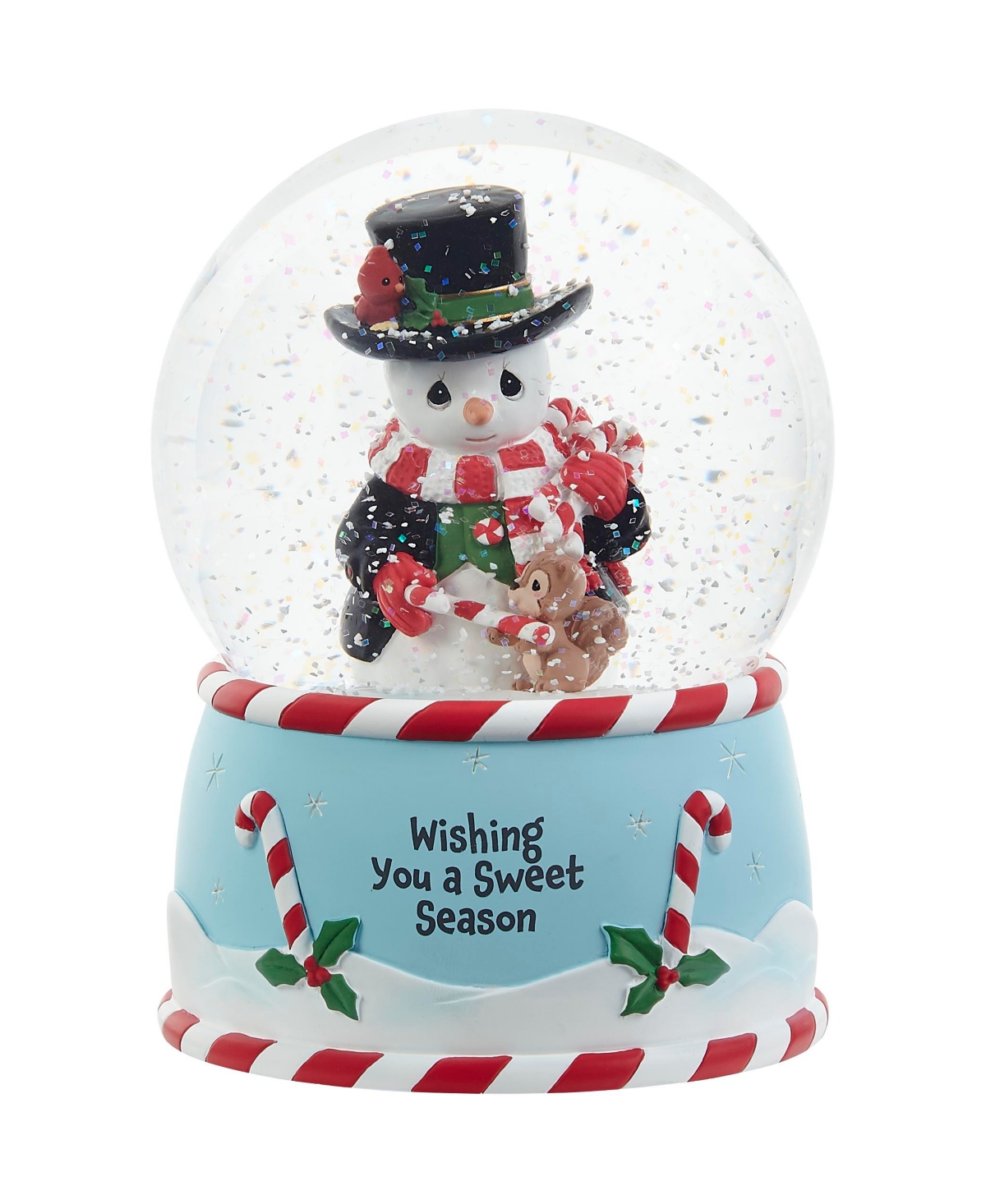 221103 Wishing You a Sweet Season Annual Snowman Musical Resin, Glass Snow Globe - Multicolor