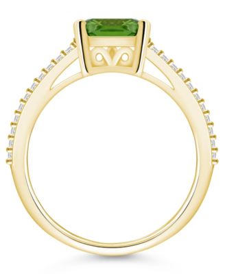 Peridot and Diamond Accent Ring in 14K Yellow Gold