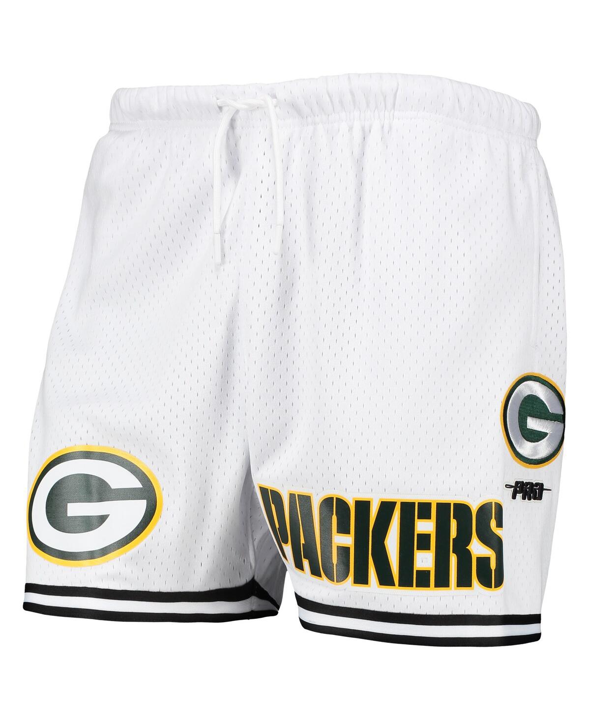 Pro Standard Men's  White, Black Green Bay Packers Mesh Shorts In White,black