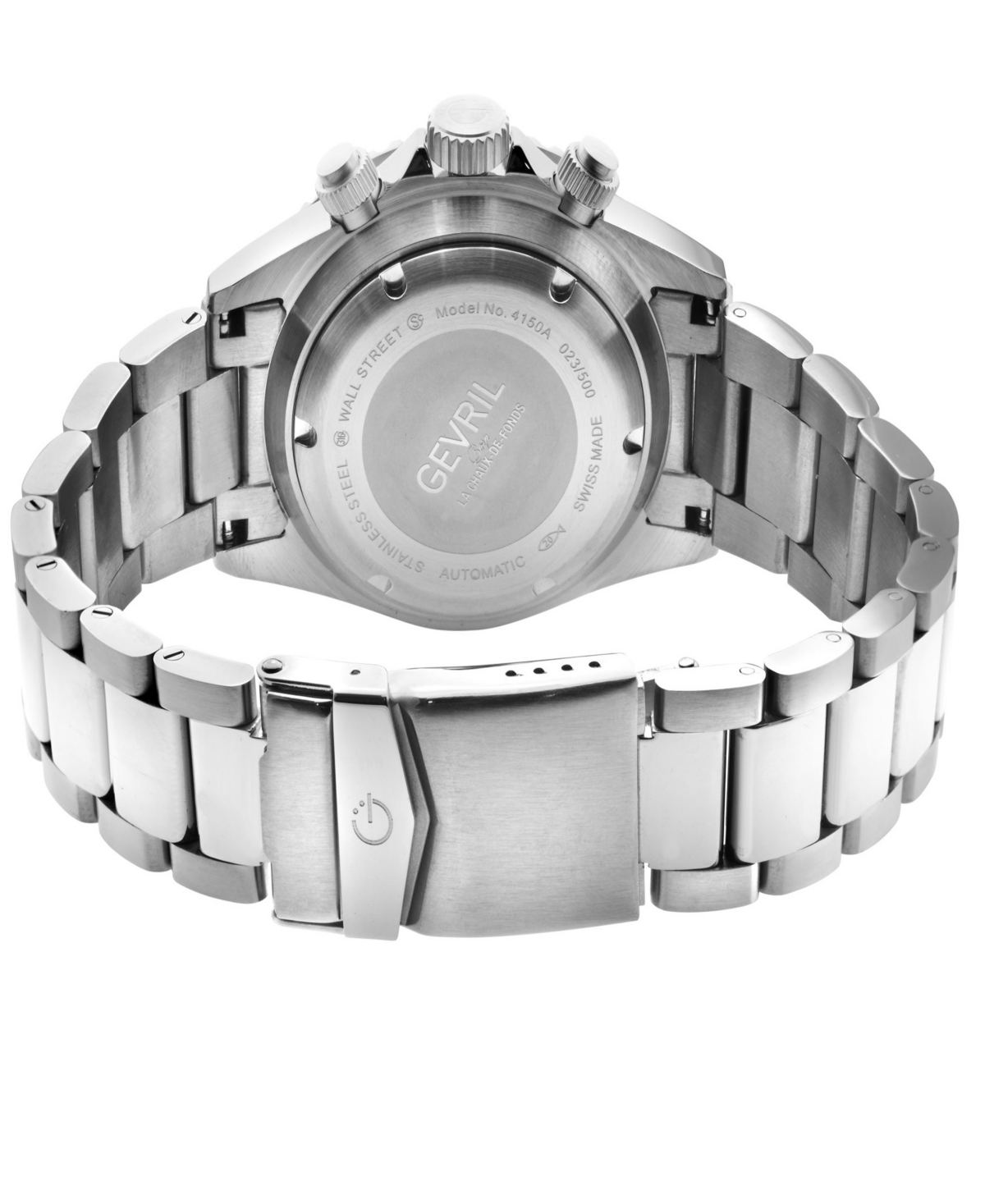 Gevril Women's Wall Street Chrono Men's Swiss Automatic Silver-Tone Stainless Steel Bracelet Watch 43mm - Silver-Tone