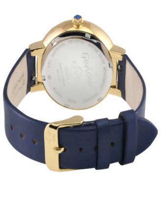 Women's Genoa Swiss Quartz Italian Blue Leather Strap Watch 36mm