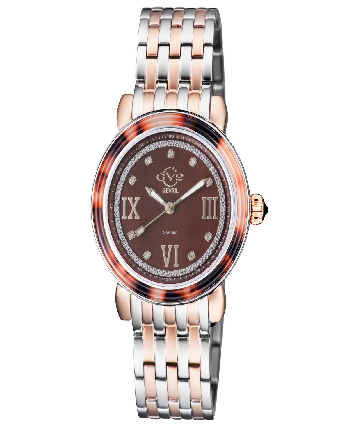 Gevril Women's Marsala Tortoise Swiss Quartz Two-Tone Stainless Steel Bracelet Watch 36mm