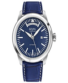 Men's West 30Th St Swiss Automatic Italian Blue Leather Strap Watch 44mm