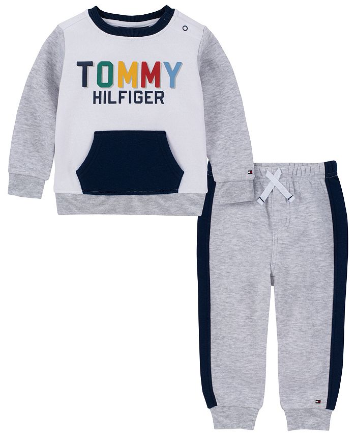 trængsler Email omvendt Tommy Hilfiger Baby Boys Heather Color Block Crew Neck Sweatsuit, 2 Piece  Set - Macy's