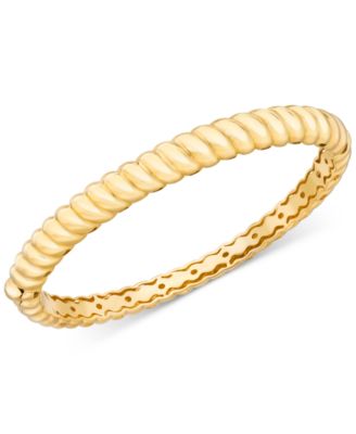 Italian Gold - Polished Croissant Twist Bangle Bracelet in 14k Gold-Plated Sterling Silver