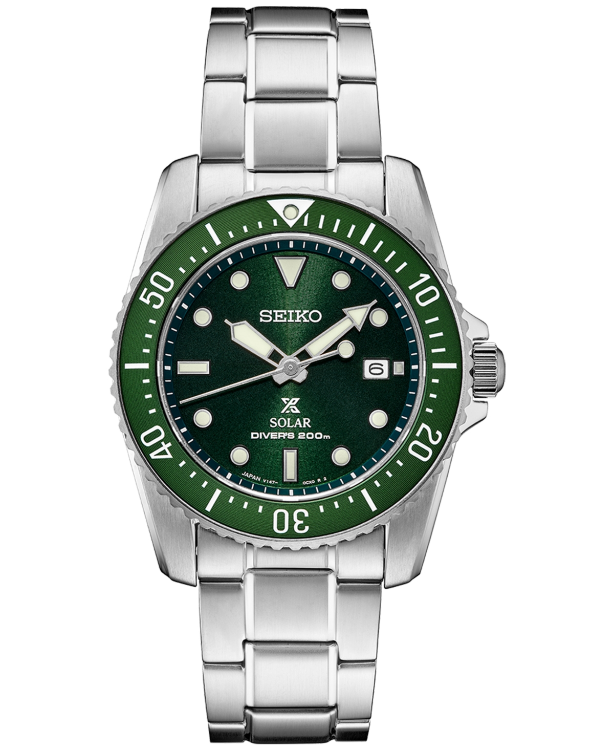 Seiko Solar Prospex Stainless Steel Bracelet Watch 38mm In Green