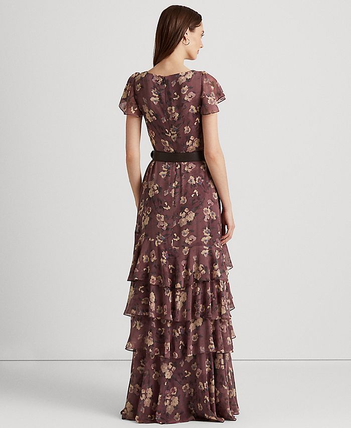Lauren Ralph Lauren Floral Belted Crinkle Georgette Dress & Reviews ...
