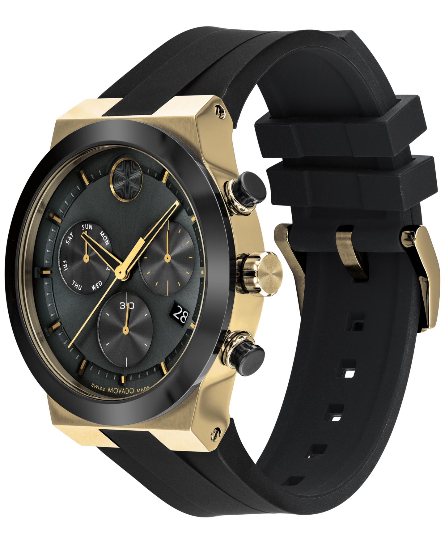 Мужские часы Movado Swiss Chronograph Bold Fusion Black Silicone Strap Watch 45mm — фото 2