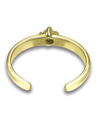 Solitaire Cubic Zirconia 18K Rose Gold and Gold Over Silver, Sterling Silver Toe Ring