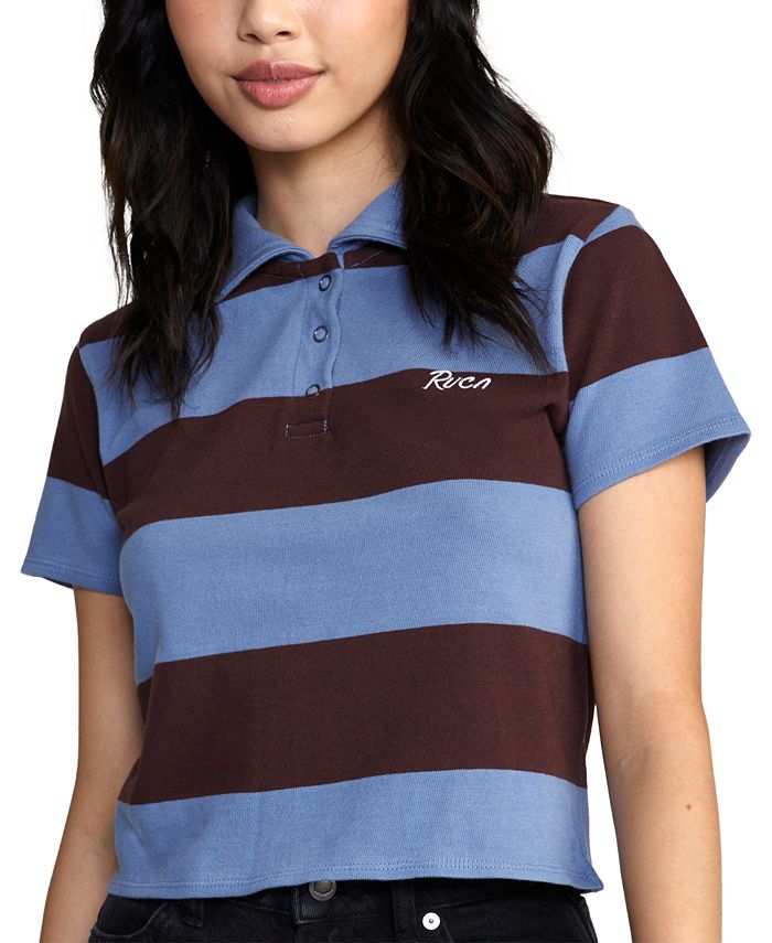 RVCA Juniors\' Replay Cotton Striped Polo Shirt - Macy\'s