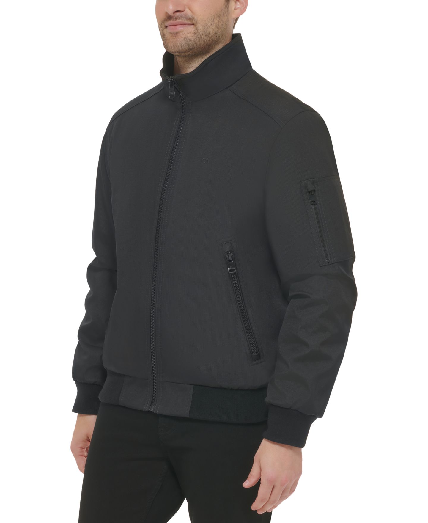 Мужская куртка Calvin Klein Classic Zip-Front Ripstop Bomber, цвет: Чёрный — фото 7
