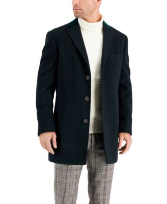 Men's Wool Blend Solid Overcoat 