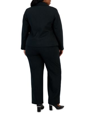 Plus Size Two-Button Pinstriped Pantsuit Set