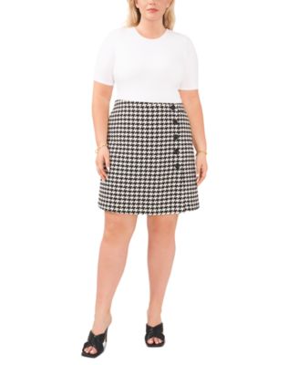 Plus Size Houndstooth Mini Skirt