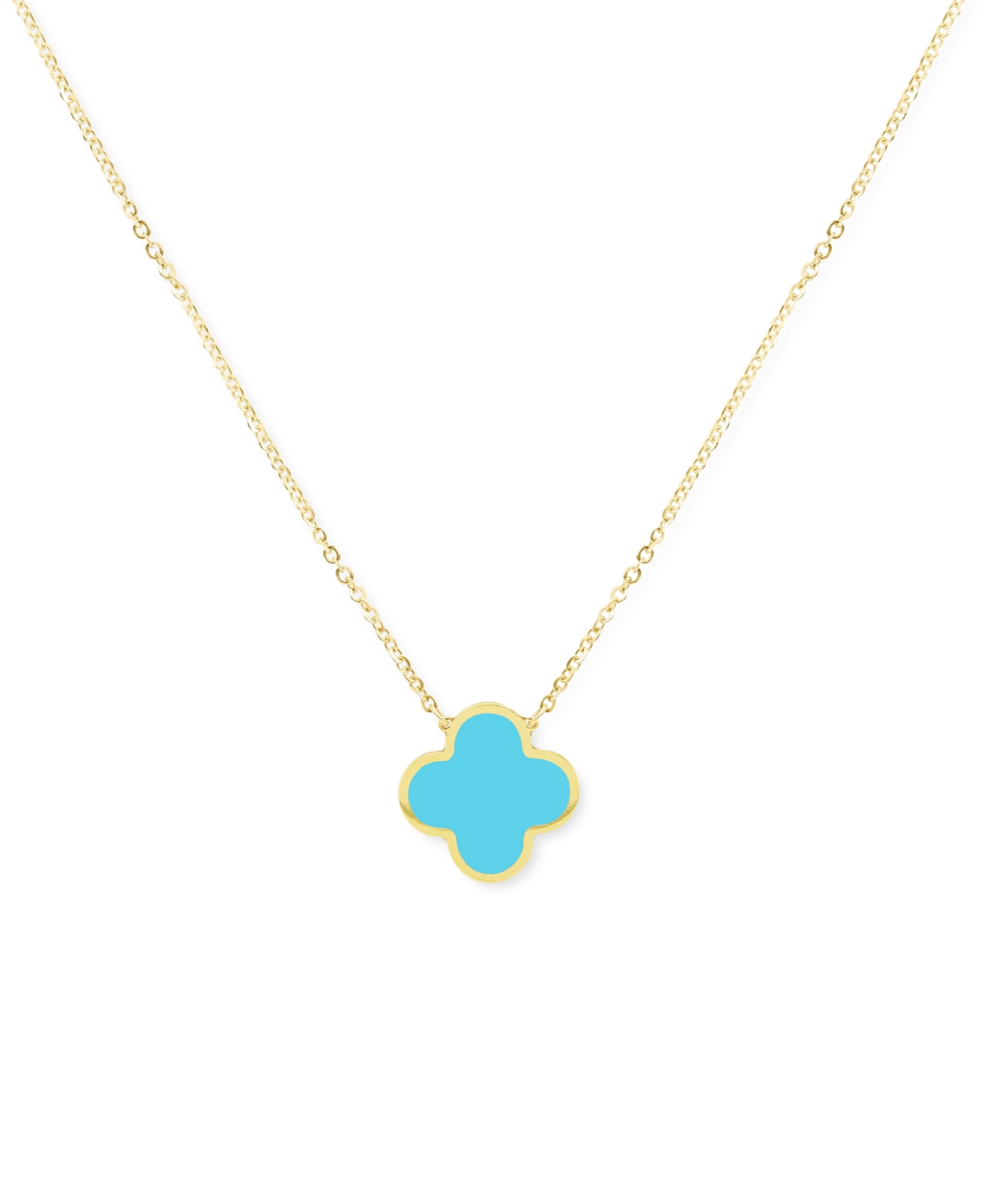 The Lovery Clover 18" Pendant Necklace In 14k Gold In Turquoise