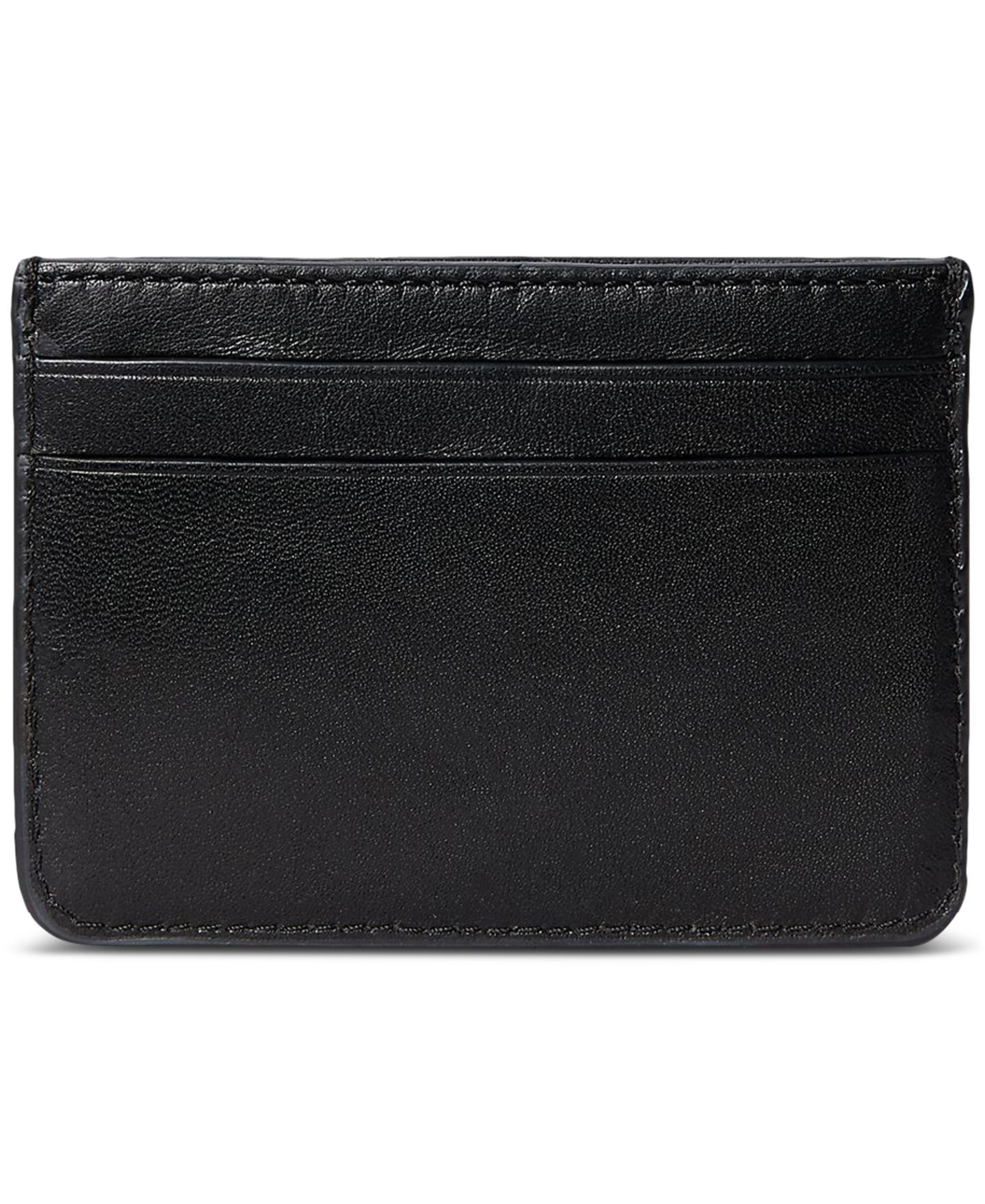 Женский кошелёк Lauren Ralph Lauren Full-Grain Leather Small Slim Card Case, цвет: Чёрный — фото 2