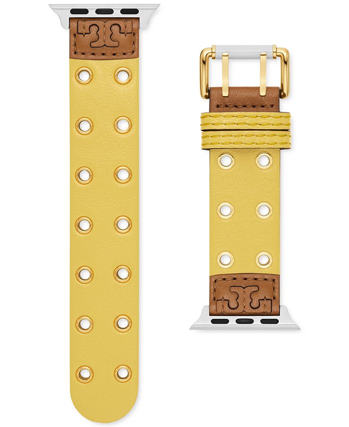 Tory Burch Double Rivets Yellow Leather Strap For Apple Watch® 38mm