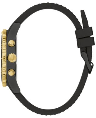 Men's Chronograph Classic Black Silicone Strap Watch 43mm