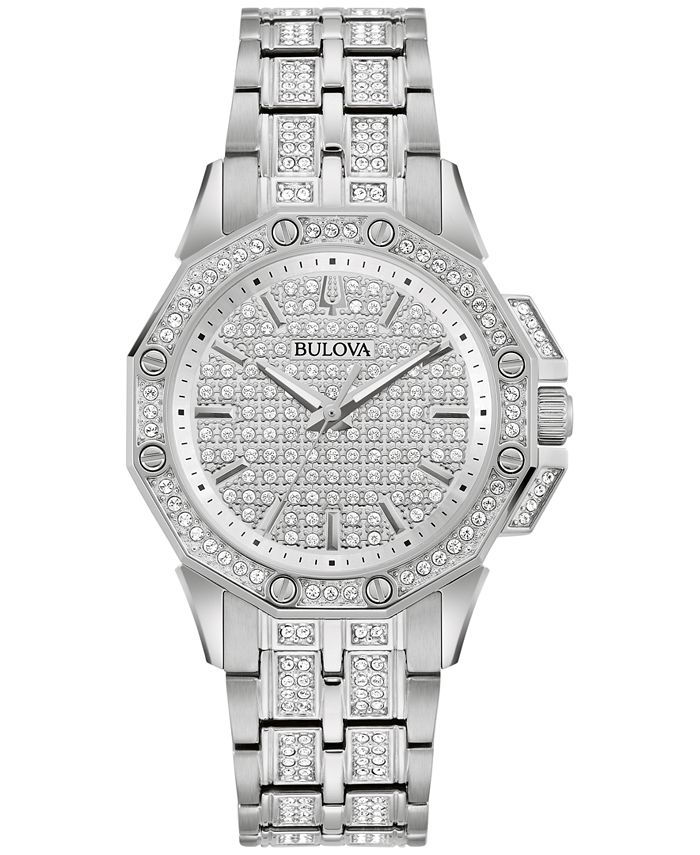 Bulova stainless discount steel crystal watch