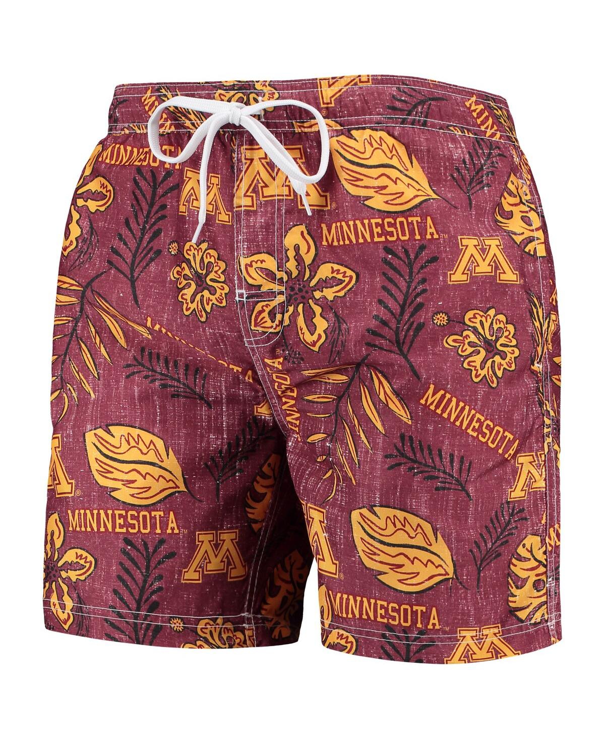 Shop Wes & Willy Men's  Maroon Minnesota Golden Gophers Vintage Floral Swim Trunks