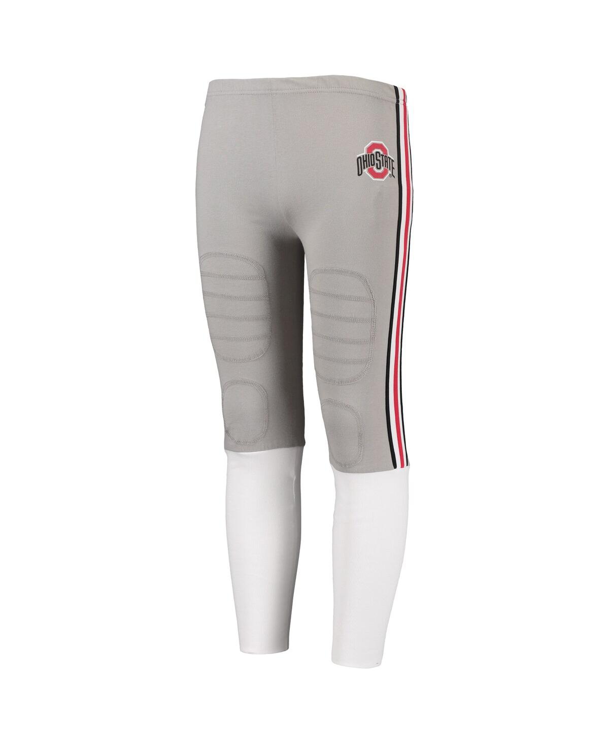 Big Boys Wes & Willyand Gray Ohio State Buckeyes Team Logo Football Pajama Set - Scarlet, Gray