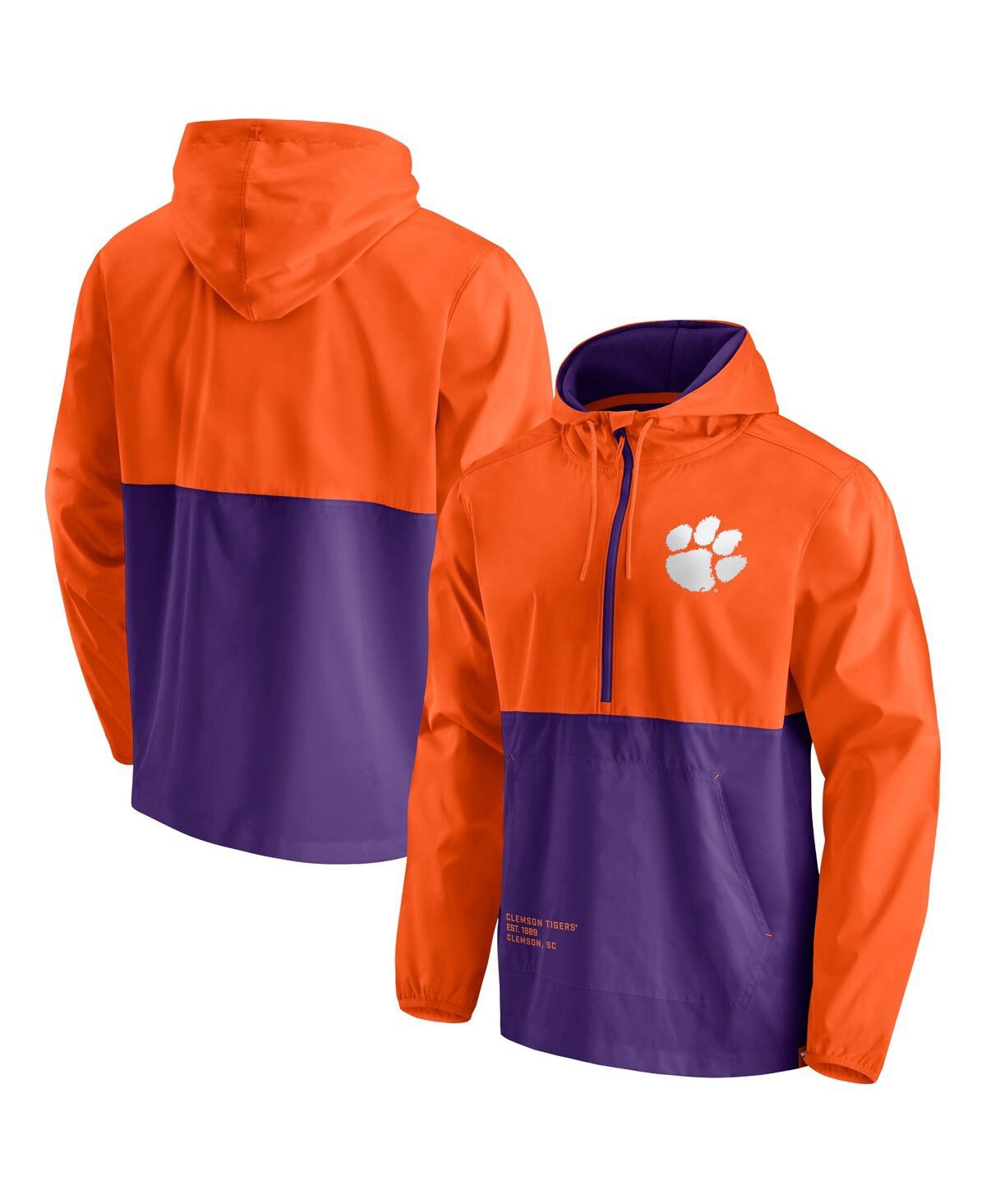 Shop Fanatics Men's  Orange And Purple Clemson Tigers Thrill Seeker Half-zip Hoodie Anorak Jacket In Orange,purple