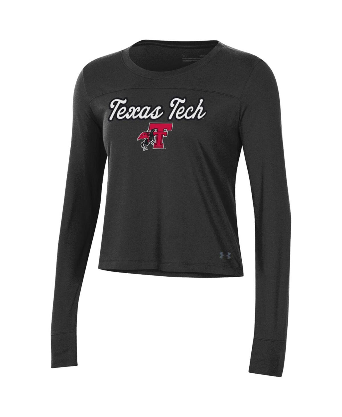 Shop Under Armour Women's  Black Texas Tech Red Raiders Vault Cropped Long Sleeve T-shirt