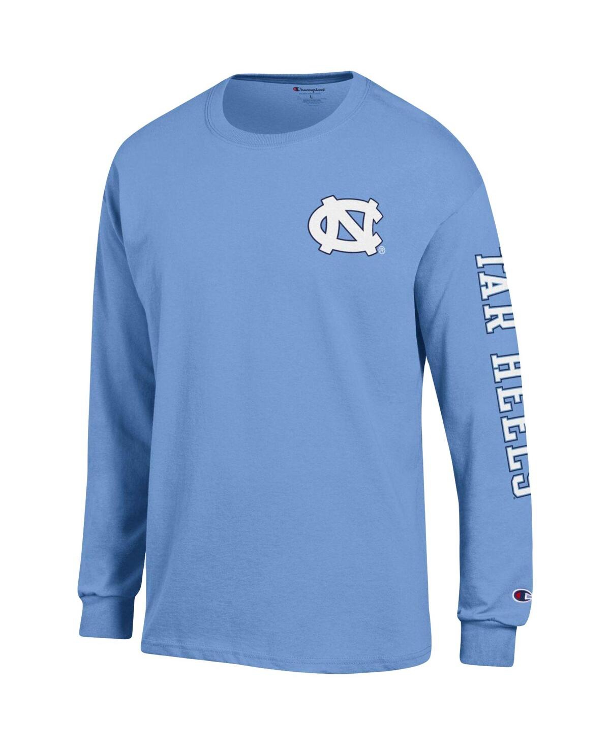 Shop Champion Men's  Carolina Blue North Carolina Tar Heels Team Stack Long Sleeve T-shirt