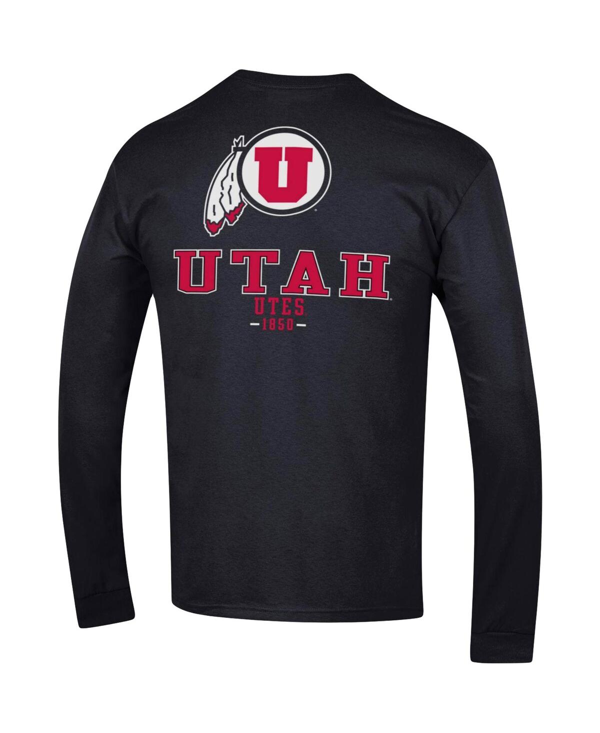 Shop Champion Men's  Black Utah Utes Team Stack Long Sleeve T-shirt