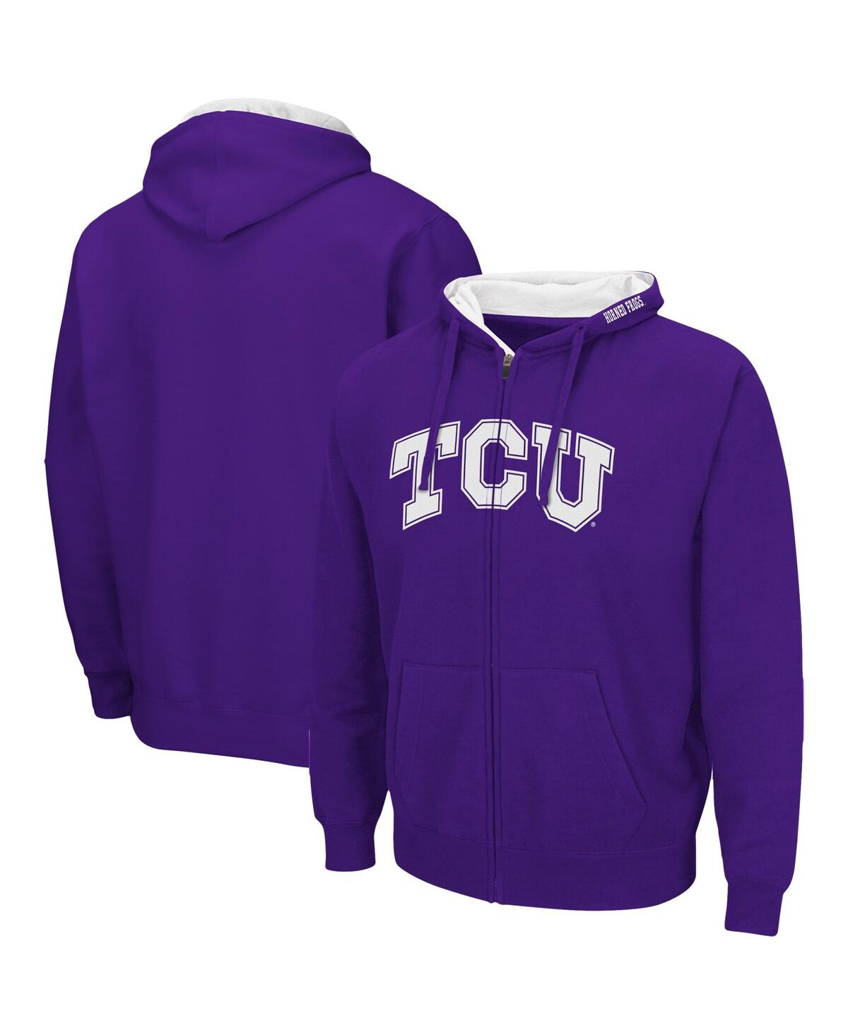 Shop Colosseum Men's  Purple Tcu Horned Frogs Arch And Logo 3.0 Full-zip Hoodie