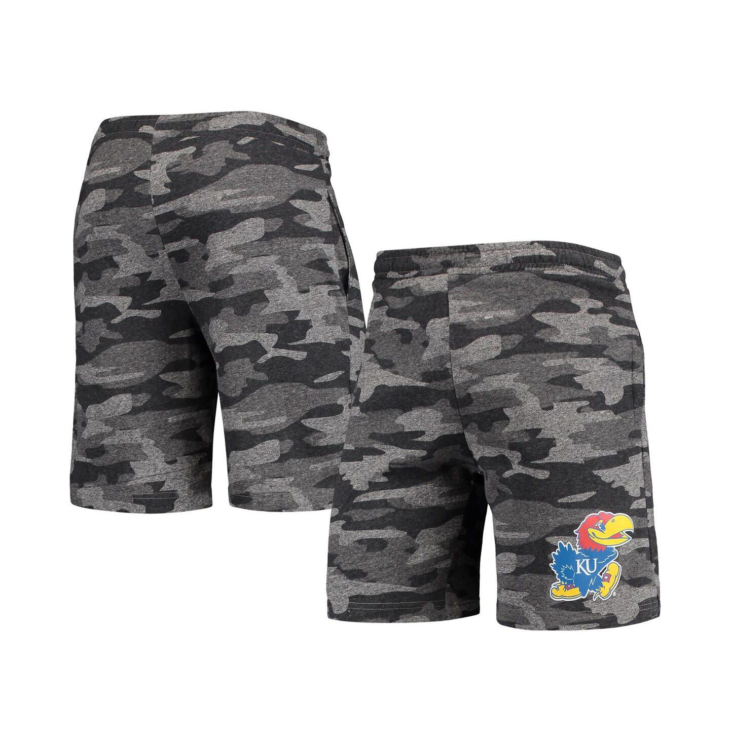Мужские махровые шорты для отдыха Concepts Sport Kansas Jayhawks Camo Backup, Charcoal — фото 3