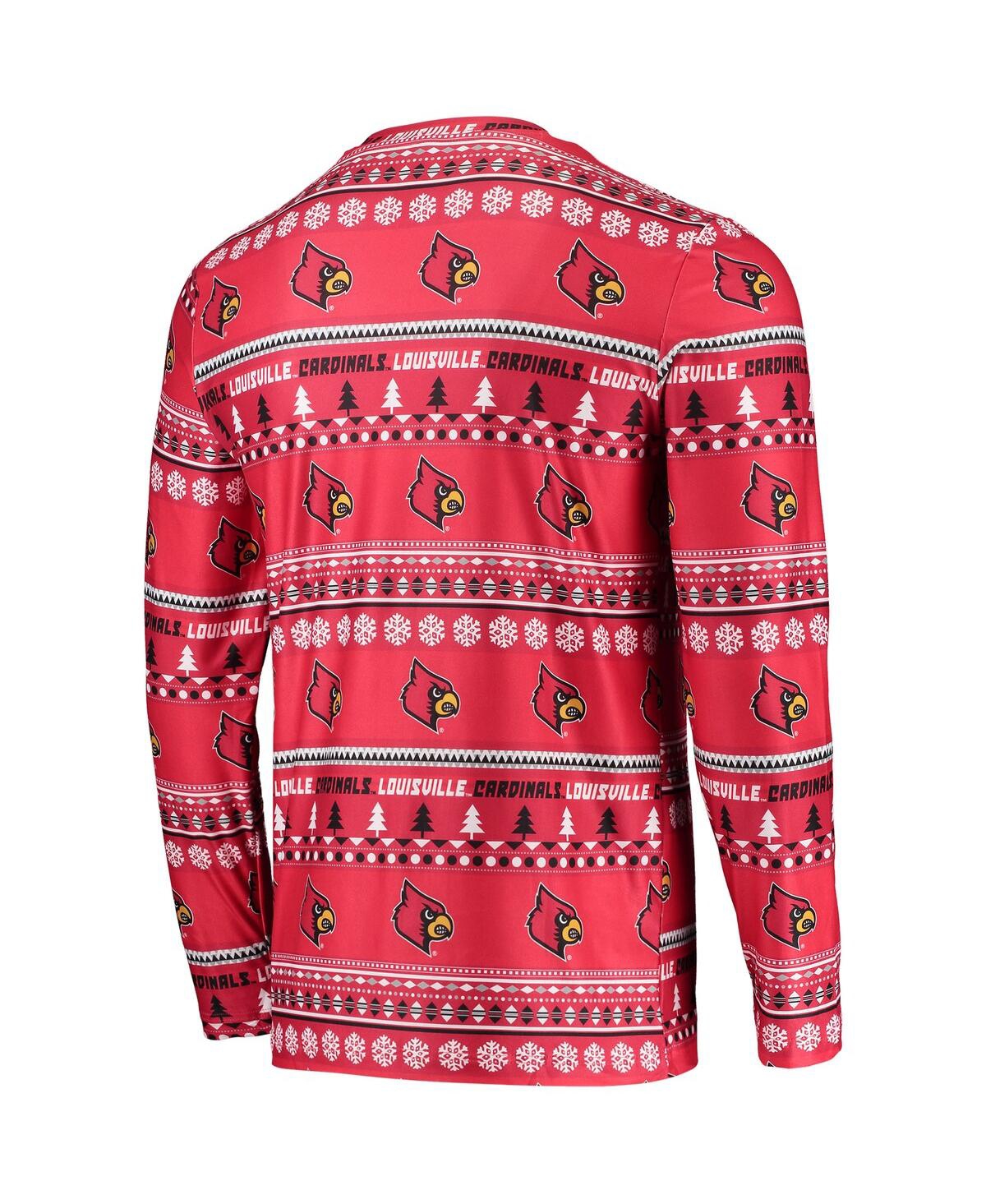 Shop Concepts Sport Men's  Red Louisville Cardinals Ugly Sweater Long Sleeve T-shirt And Pants Sleep Set