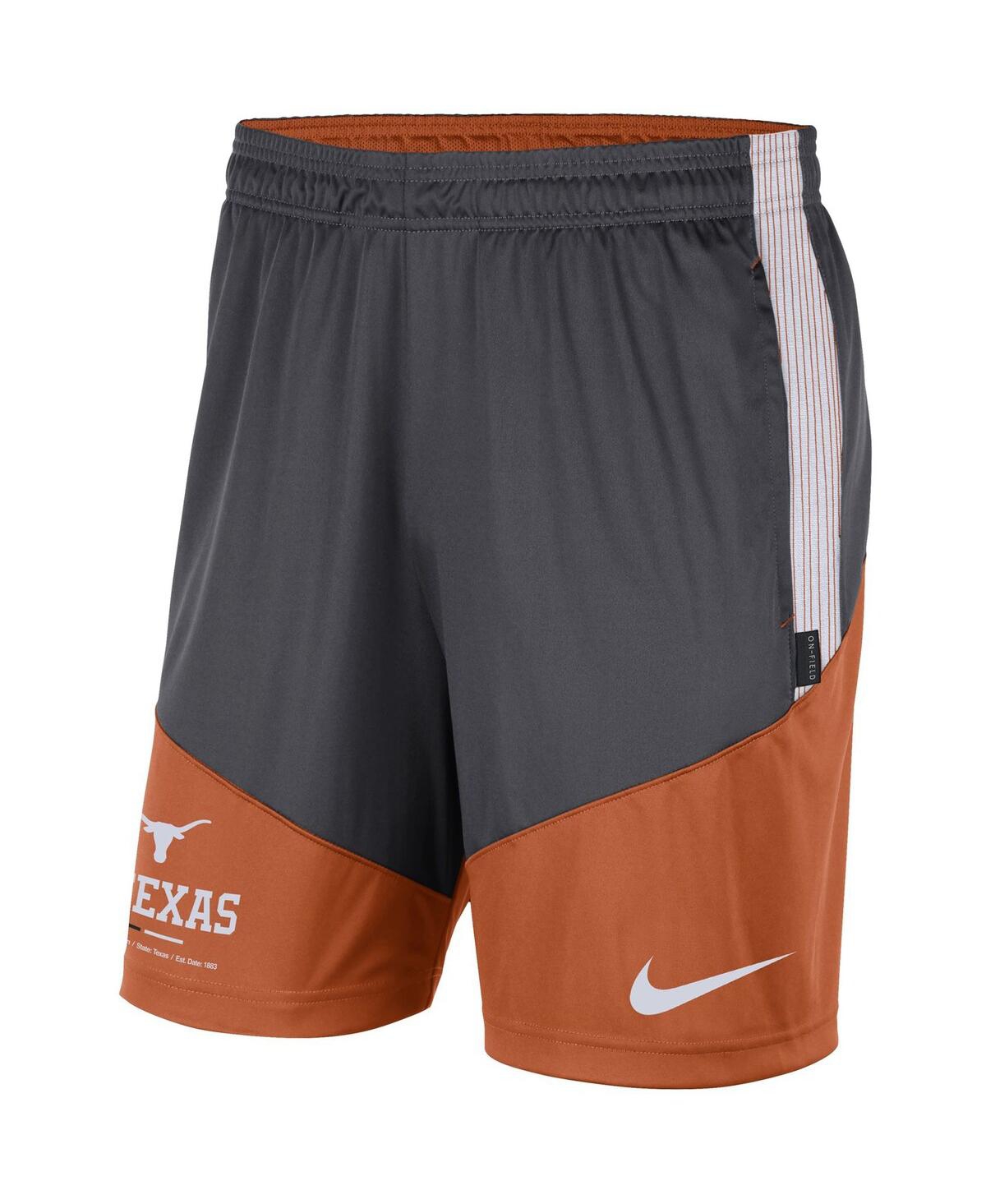 Shop Nike Men's  Gray And Texas Orange Texas Longhorns Team Performance Knit Shorts In Gray,texas Orange