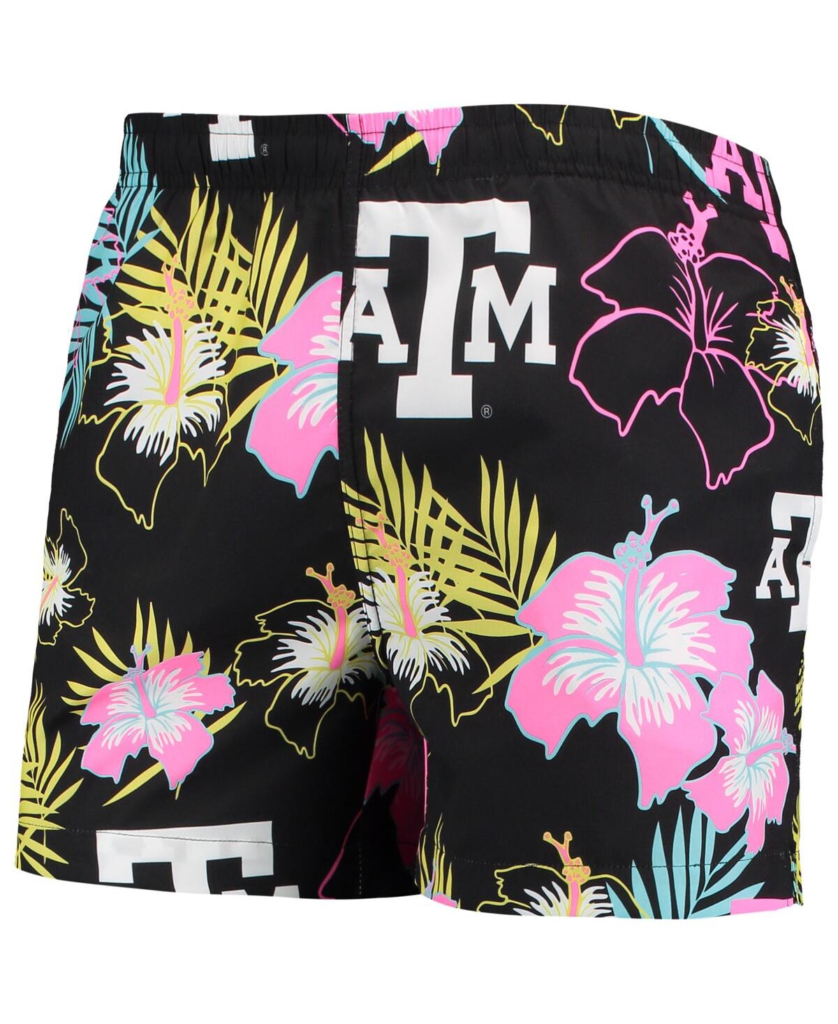 Shop Foco Men's  Black Texas A&m Aggies Neon Floral Swim Trunks
