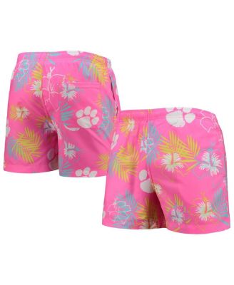 Men's Pink Clemson Tigers Neon Floral Swim Trunks