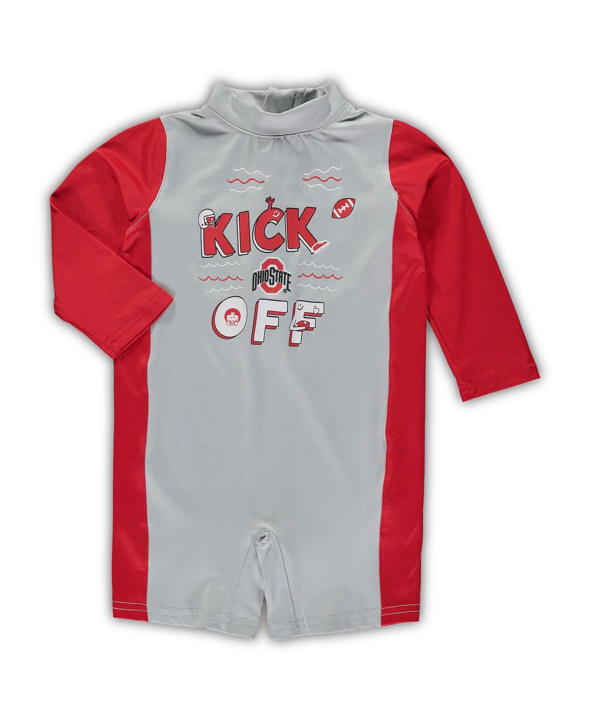 Outerstuff Infant Unisex Gray And Scarlet Ohio State Buckeyes Wave Runner Wetsuit In Gray,scarlet