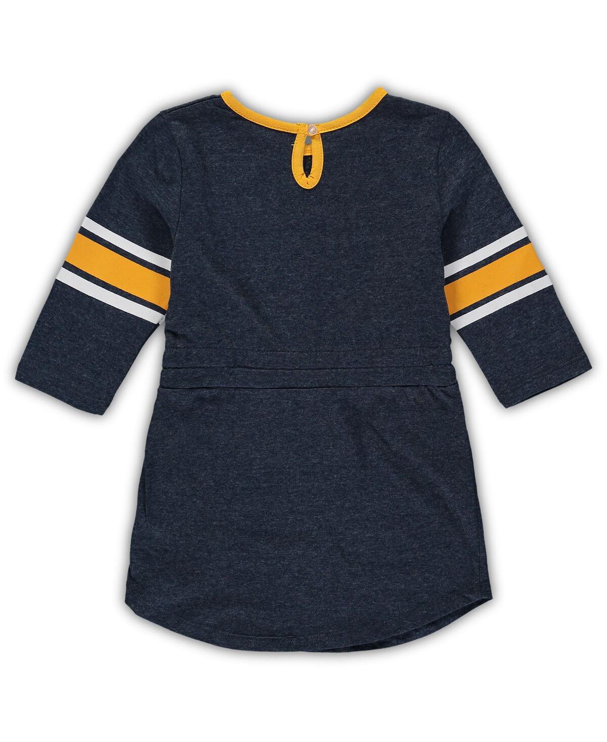 Shop Colosseum Girls Toddler  Heathered Navy Distressed West Virginia Mountaineers Poppin Sleeve Stripe Dr