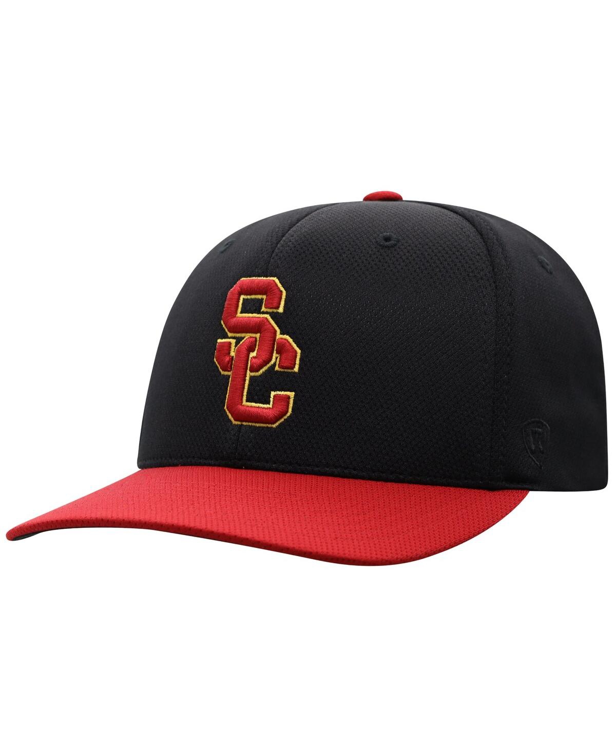 Shop Top Of The World Men's  Black, Cardinal Usc Trojans Two-tone Reflex Hybrid Tech Flex Hat In Black,cardinal