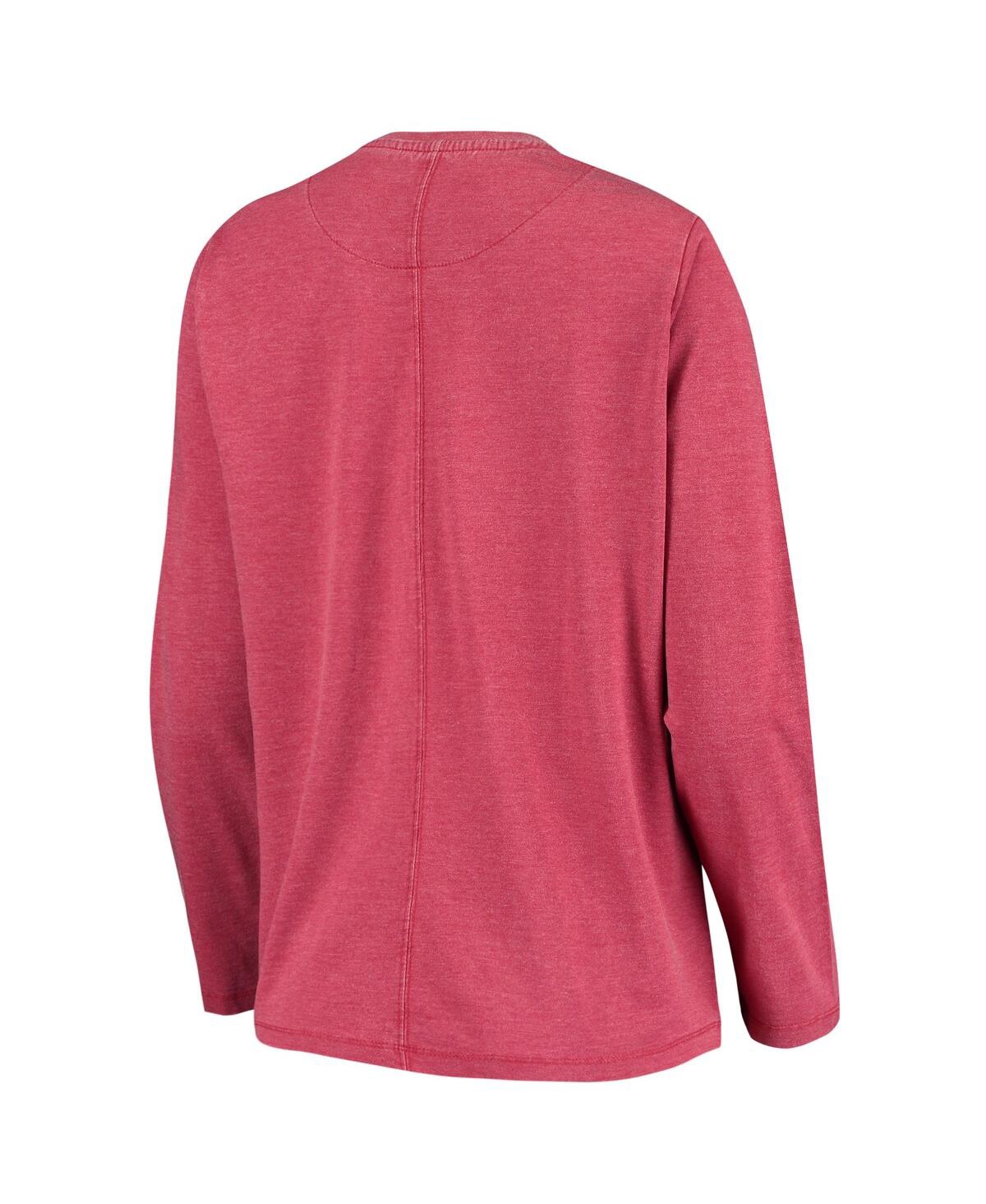Shop Pressbox Women's  Crimson Oklahoma Sooners Tonal Block Vintage Wash Long Sleeve T-shirt