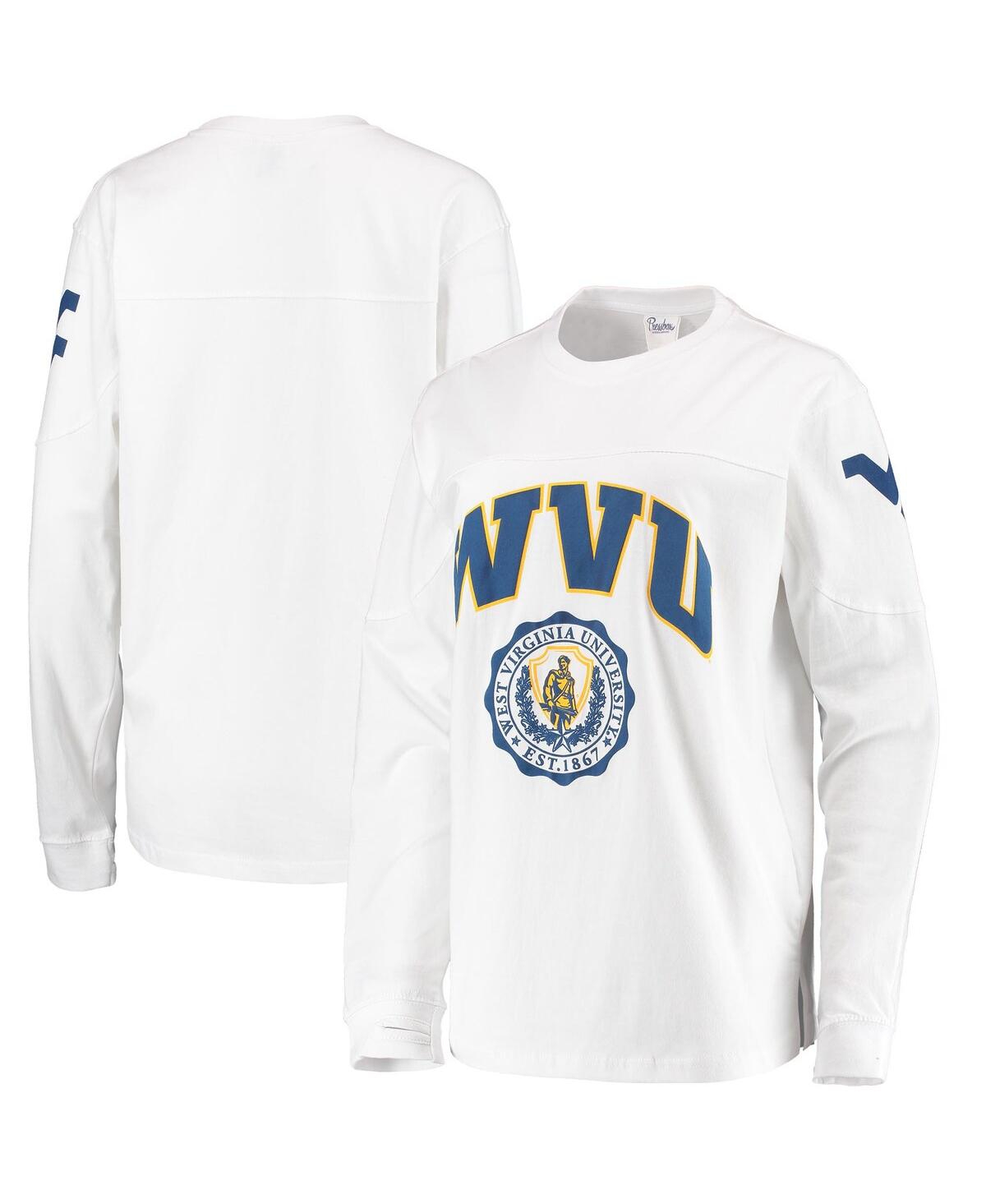 PRESSBOX WOMEN'S PRESSBOX WHITE WEST VIRGINIA MOUNTAINEERS EDITH LONG SLEEVE T-SHIRT 