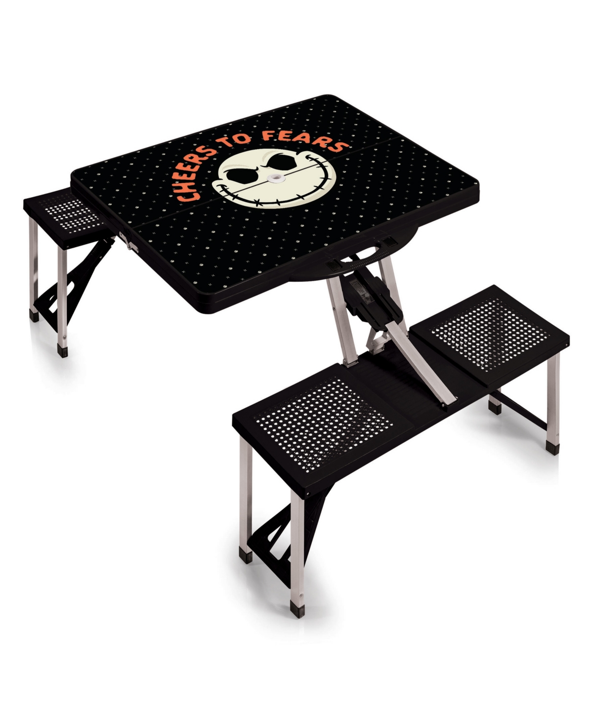 Nightmare Before Christmas Jack Picnic Table Portable Folding Table with Seats - Black